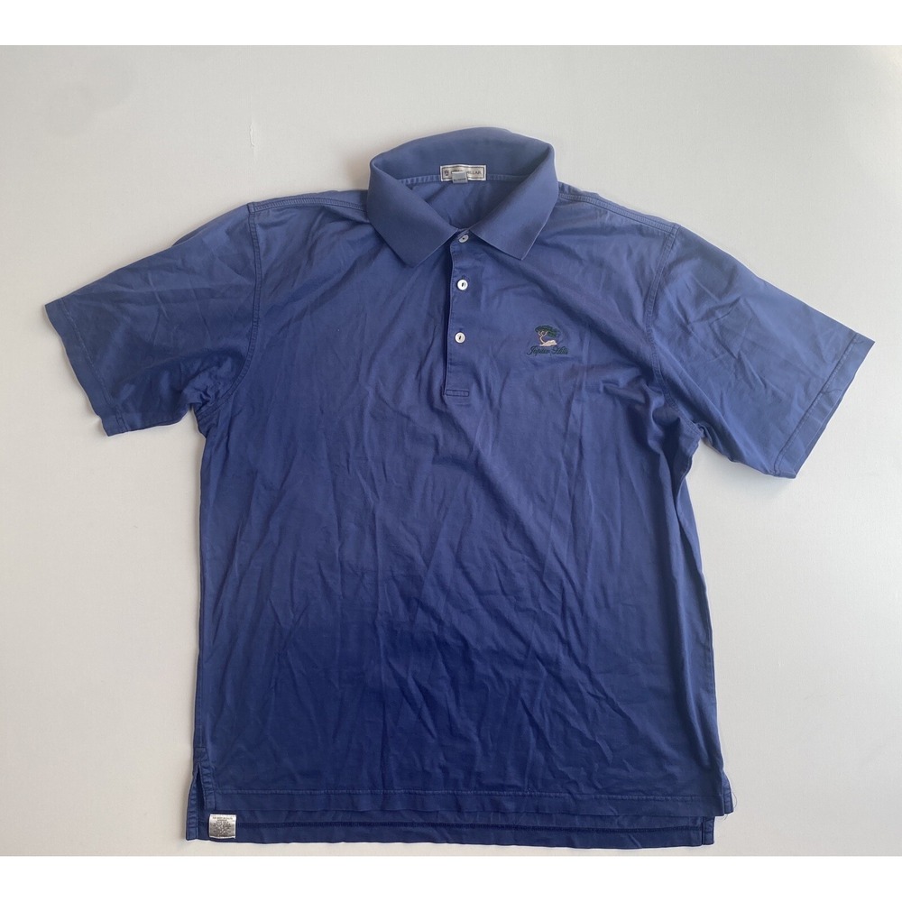 Peter Millar Blue Juniper Hills Logo Golf Polo Shirt Men's Large VTG Classic